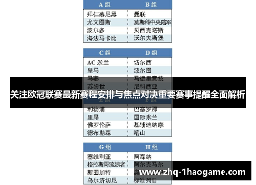 关注欧冠联赛最新赛程安排与焦点对决重要赛事提醒全面解析
